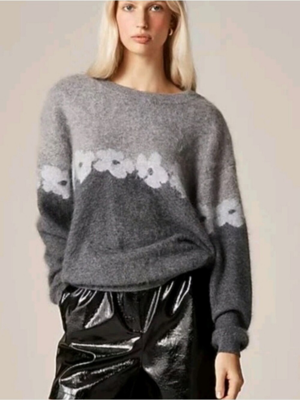 J.Crew Brushed Cashmere Relaxed Crewneck Sweater in Floral Print